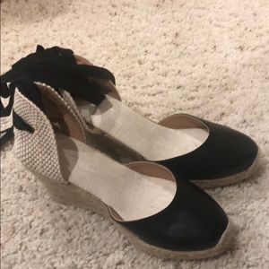 Soludos black wedge espadrille